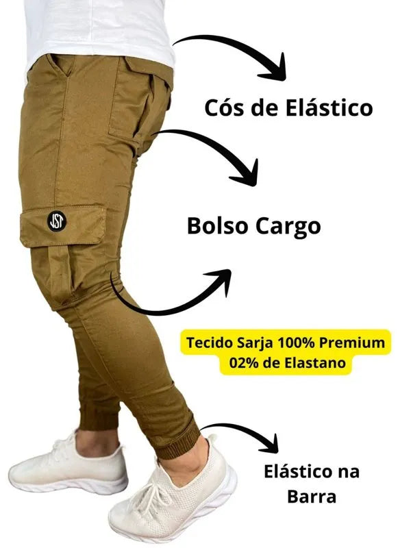 Calça Jogger Premium Cargo Cor Marron Marrom