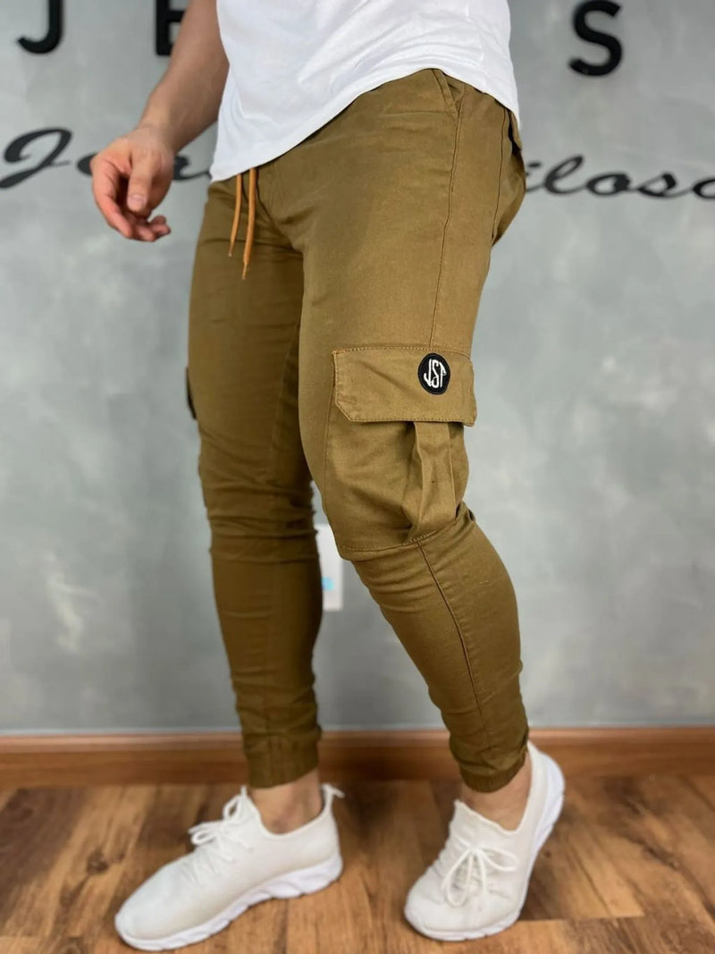 Calça Jogger Premium Cargo Cor Marron Marrom
